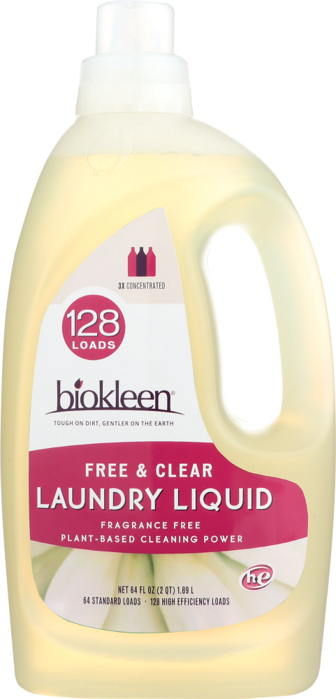 Biokleen Laundry Liquid - Free And Clear - 64 Oz