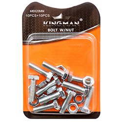 Kingman Hexagon Bolt W/ Nut 20 Mm 10 Pc