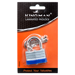 Kingman Laminated Pad Lock 40mm W/s. Blister #099740