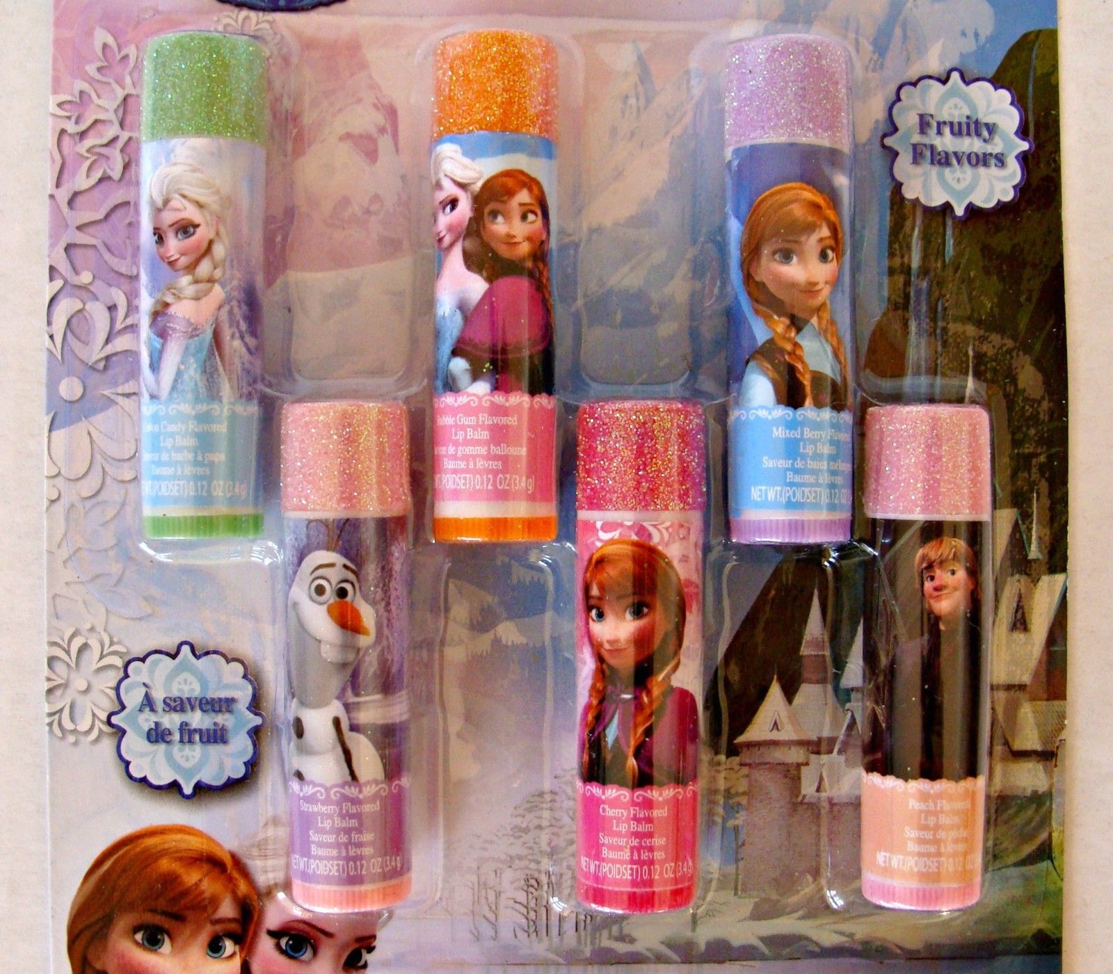 Disney Frozen Shimmer Lip Balms 6 Lipbalms Chapsticks Olaf Kristoff Anna Elsa