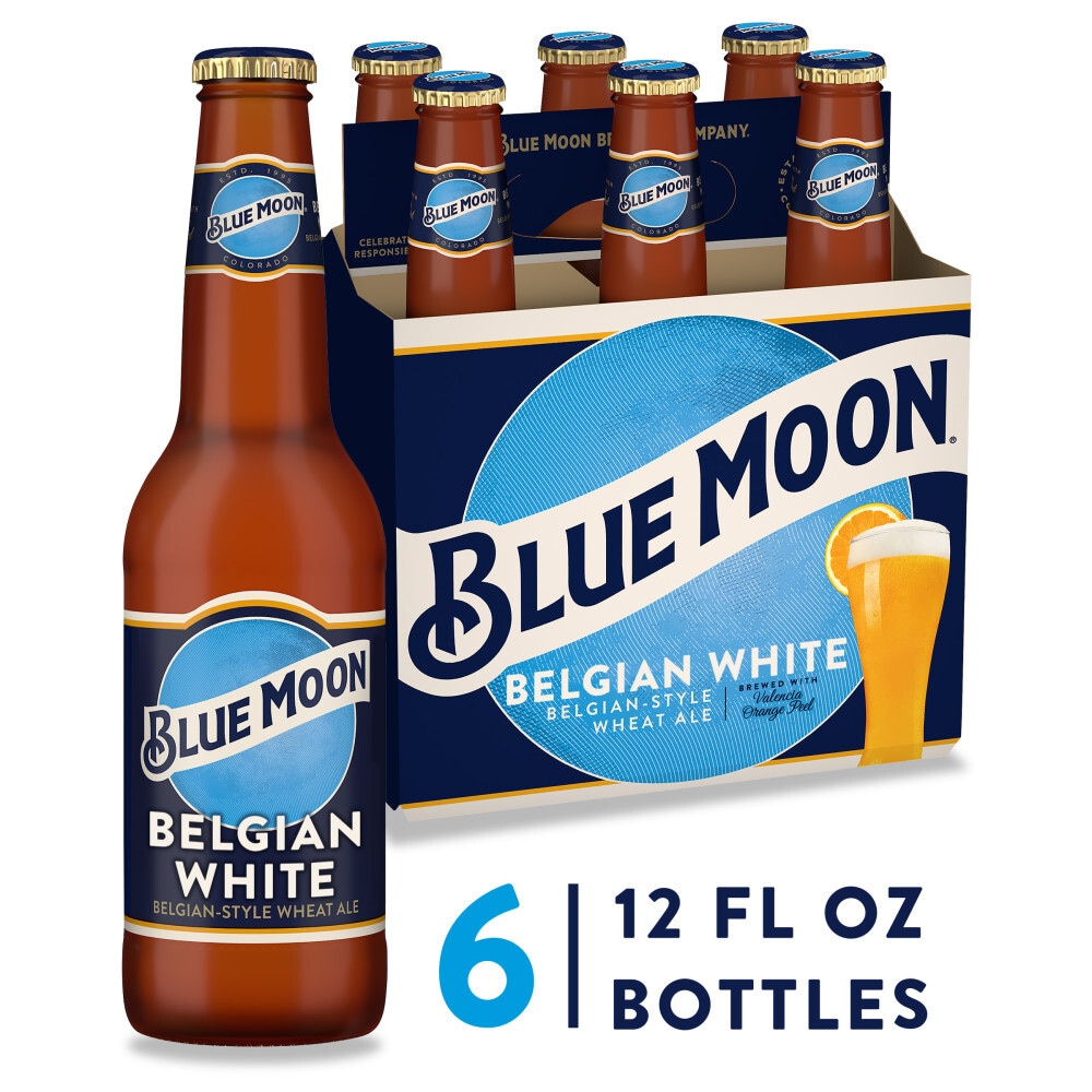 Blue Moon Belgian White Wheat Ale Beer - 6pk/12 Fl Oz Bottles