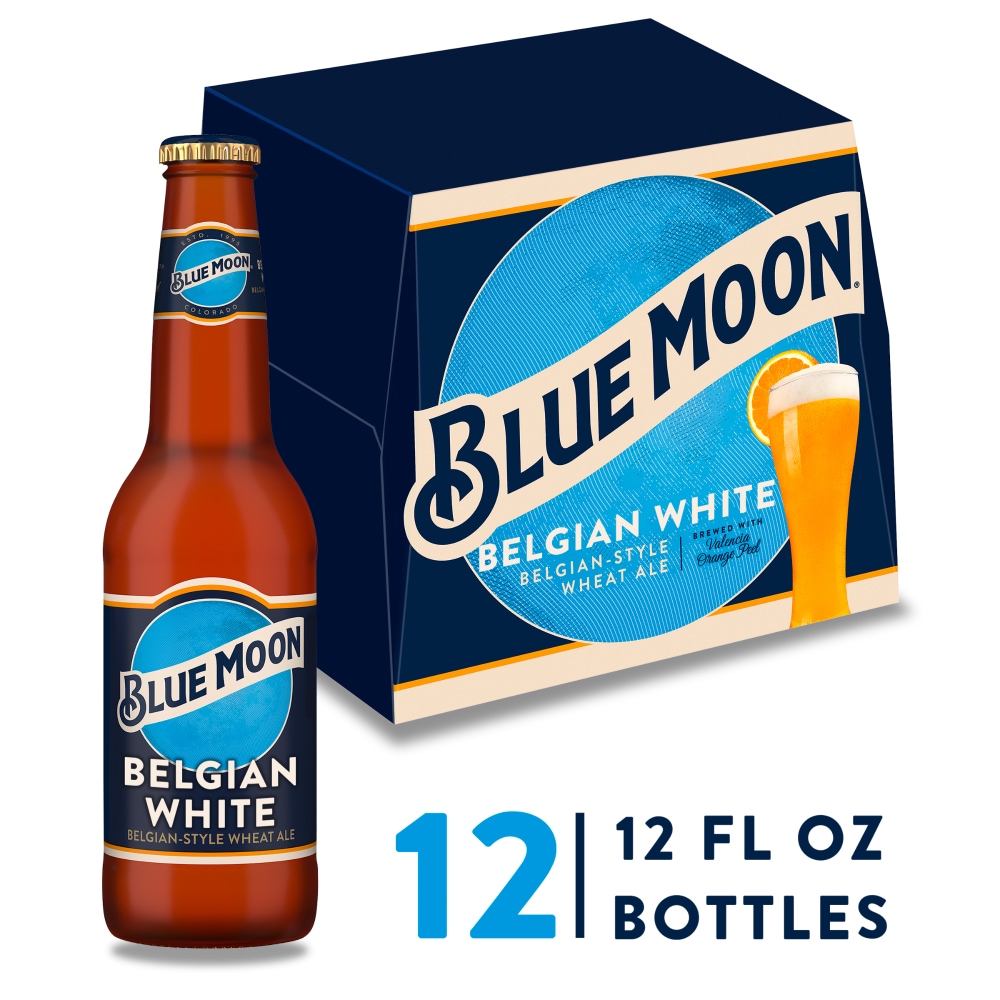 Blue Moon Belgian White Wheat Ale Beer - 12pk/12 Fl Oz Bottles