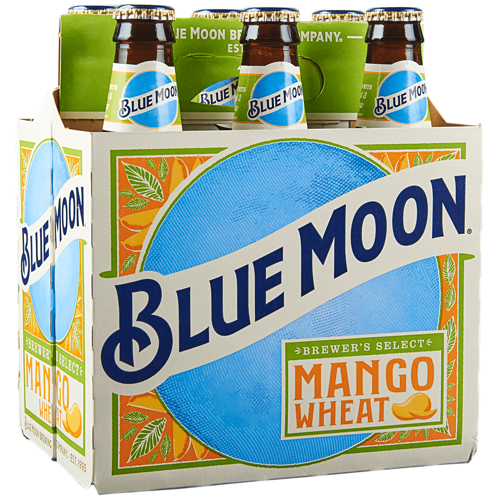 Blue Moon Mango Wheat Ale Beer, 6 Pack, 12 Fl. Oz. Bottles, 5.4% ABV