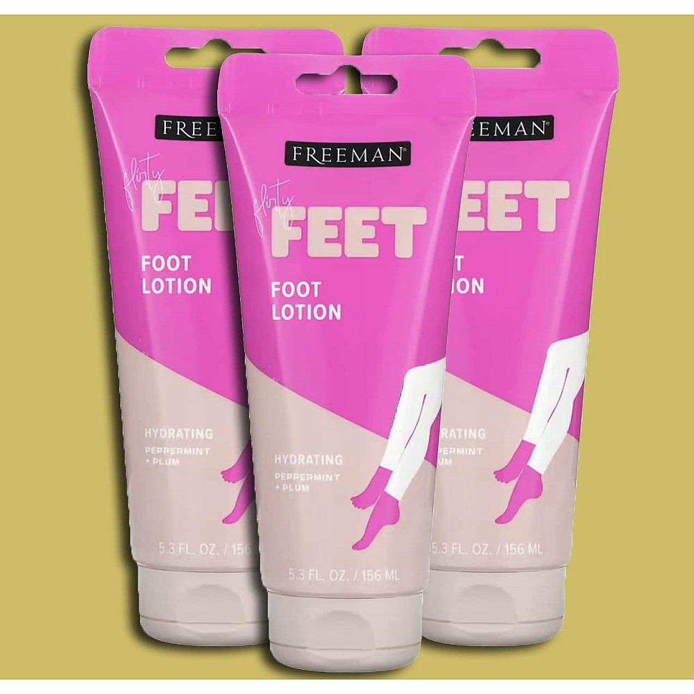 Freeman Beauty, Bare Foot, Hydrating, Foot Lotion, Peppermint & Plum, 5.3 Fl Oz (150 Ml)