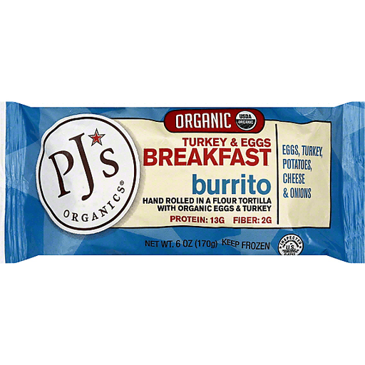 PJs Organics Burrito, Breakfast, Turkey & Eggs