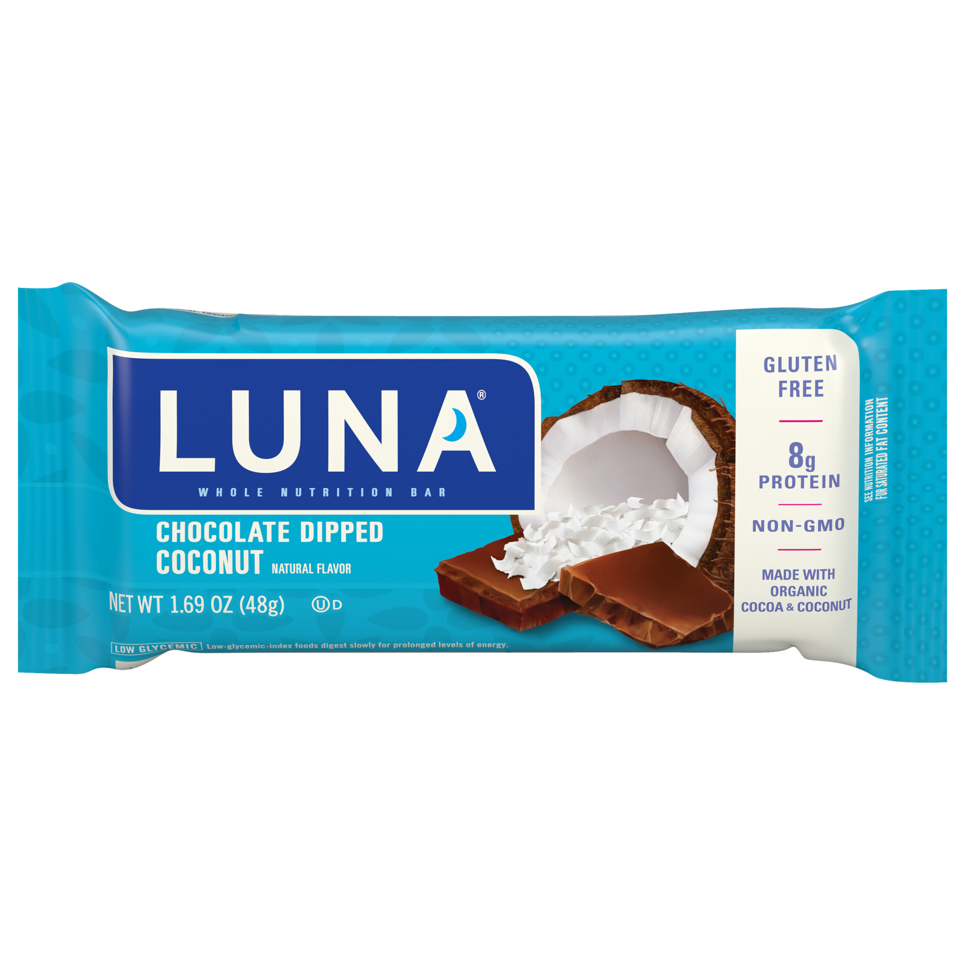 Luna Chocolate Dipped Coconut Whole Nutrition Bar 1.69 Oz. Wrapper