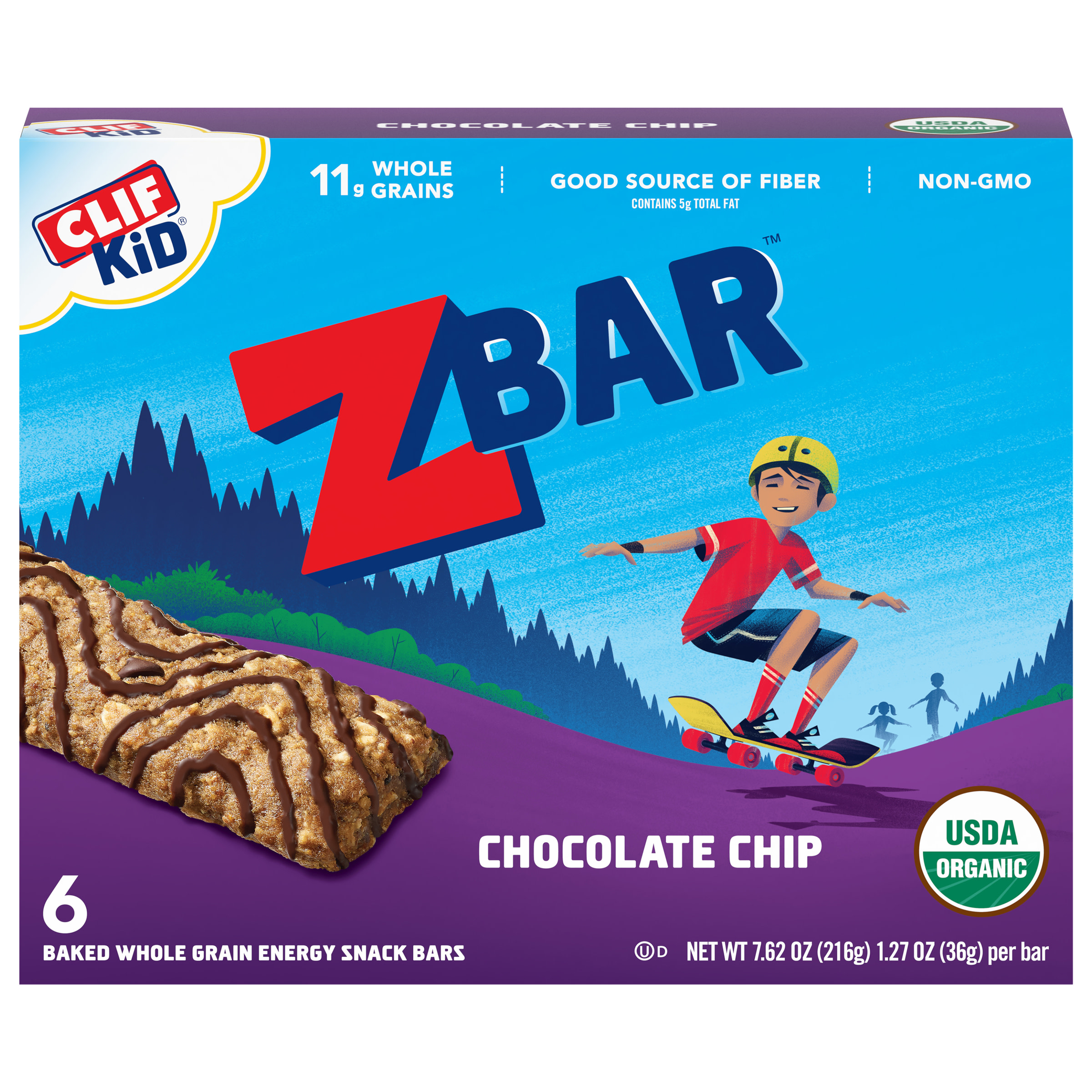 Clif Kid Bar Zbar Organic Chocolate Chip Baked Whole Grain Energy Snack Bars