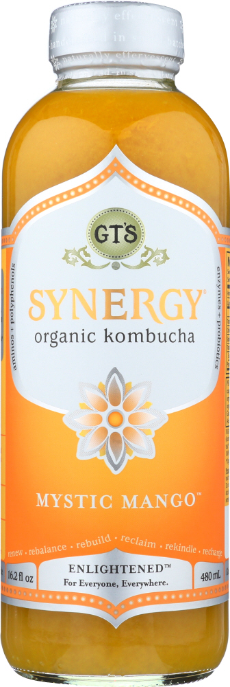 GT's Synergy Mystic Mango Raw Kombucha 16 Fl Oz