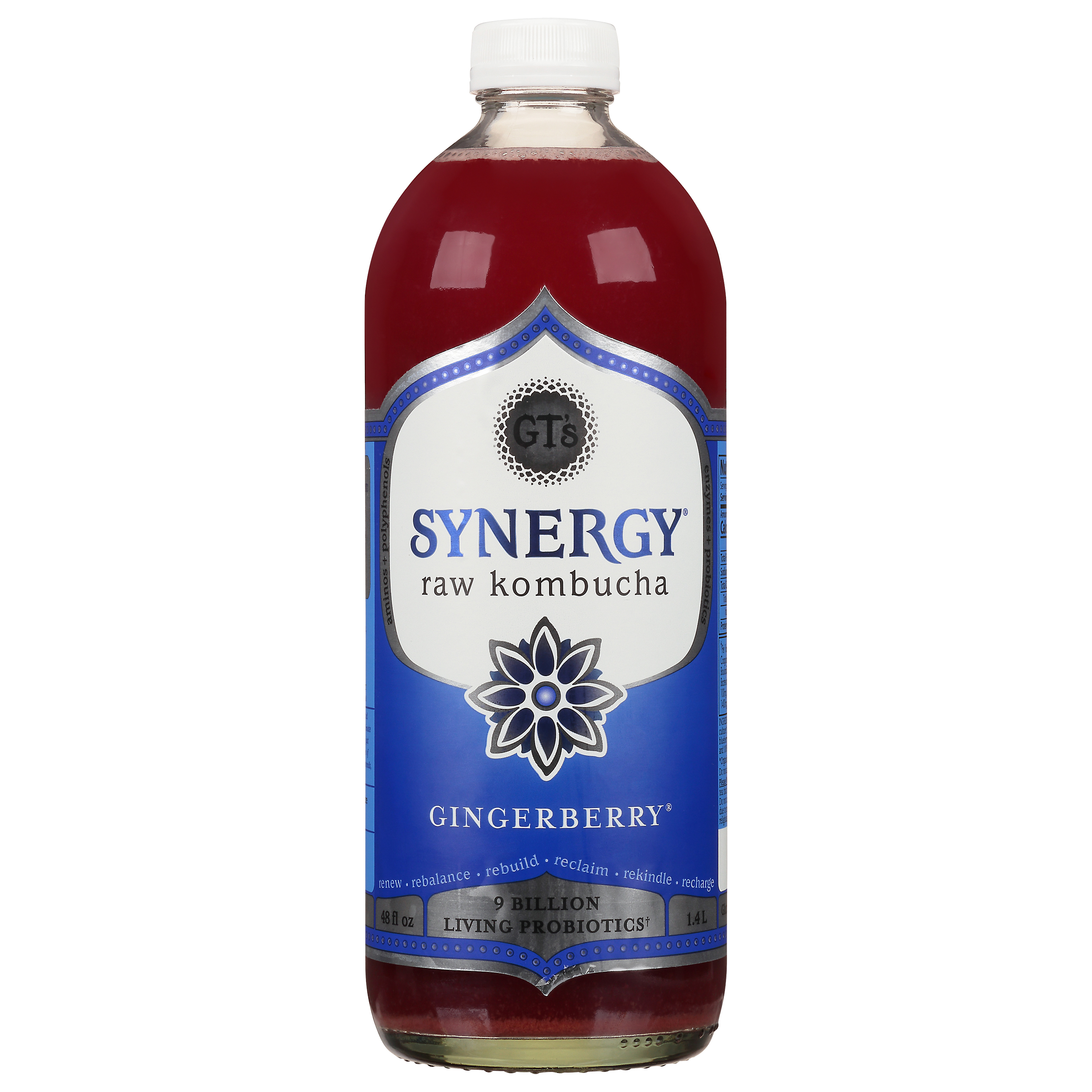GT's Synergy Gingerberry Raw Kombucha 48 Fl Oz Bottle