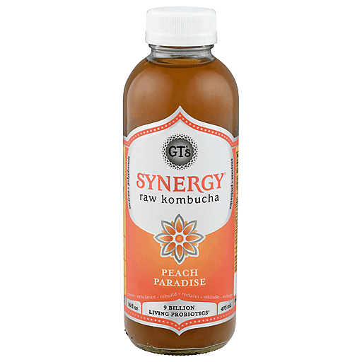 GT's Synergy Peach Paradise Raw Kombucha 1 - 16 Fl Oz Bottle