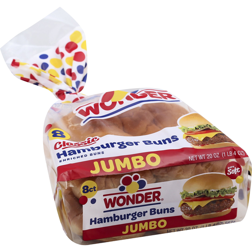 Wonder Hamburger Buns, Classic, Extra Soft, Jumbo