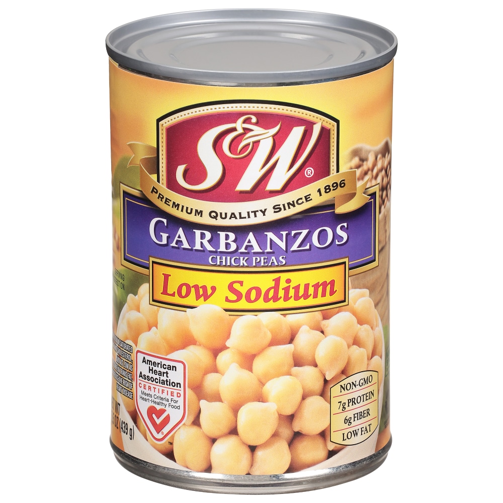 S&W Garbanzos, Low Sodium, Chick Peas 15.5 Oz