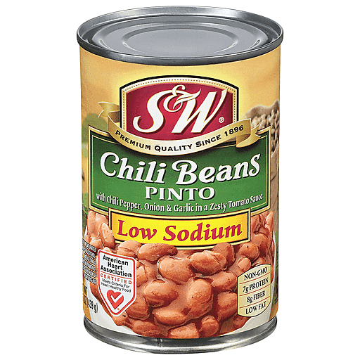 S&W Chili Beans, Low Sodium, Pinto 15.5 Oz