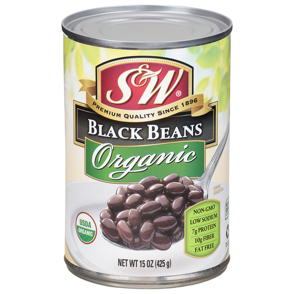 S&W Black Beans, Organic 15 Oz