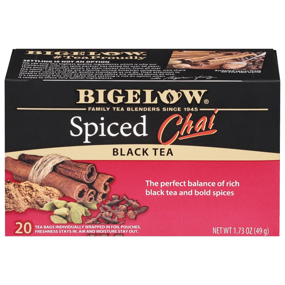 Bigelow Black Tea, Spiced Chai, Tea Bags