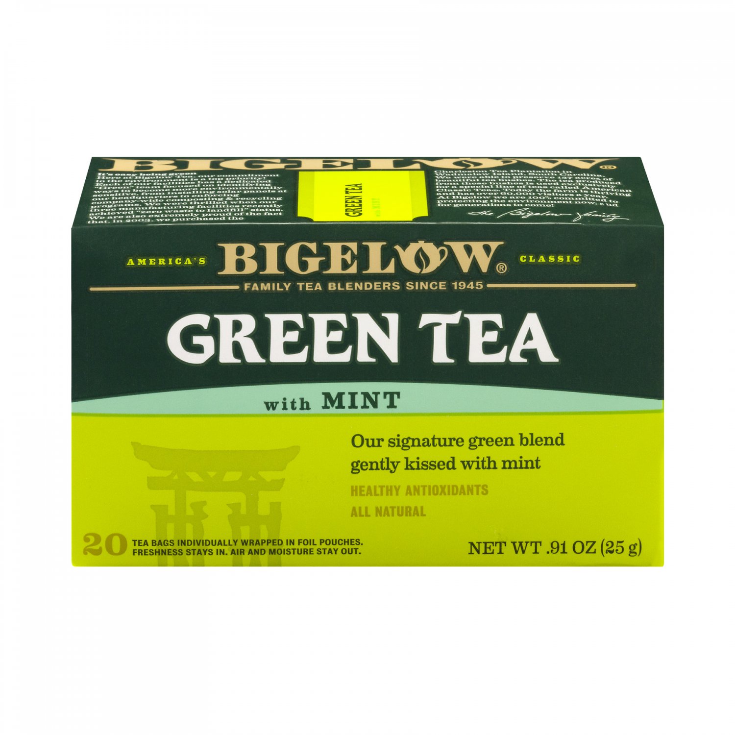 Bigelow Green Tea, With Mint, Tea Bags