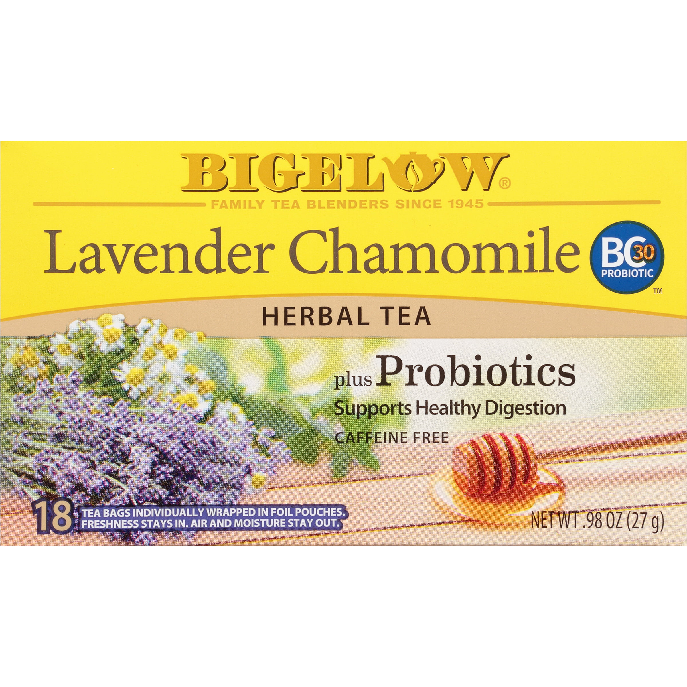 Bigelow Lavender Chamomile Plus Probiotics, Caffeine Free Herbal Tea, Tea Bags