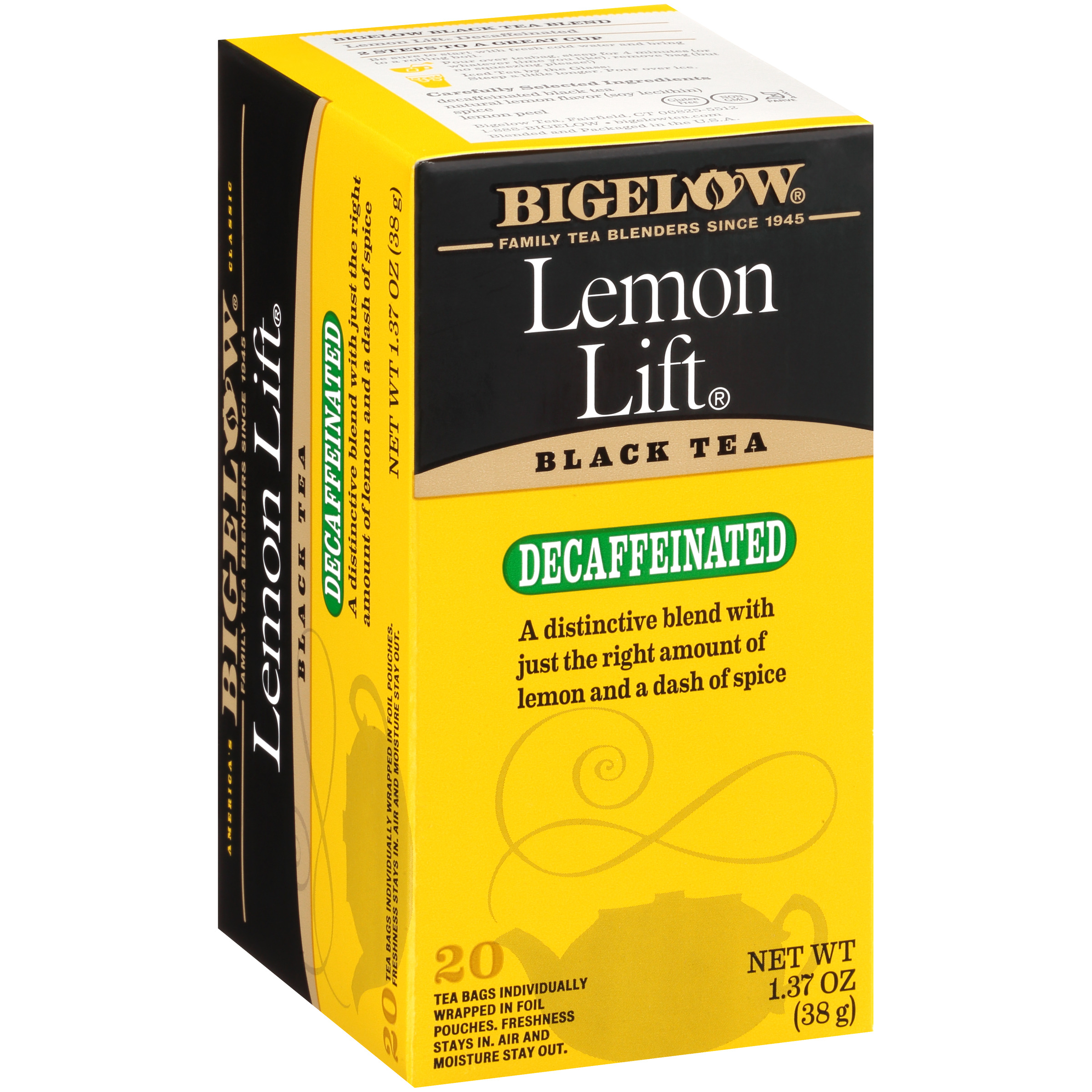 Bigelow Lemon Lift Decaffeinated Black Tea - Case Of 6 - 20 Bags
