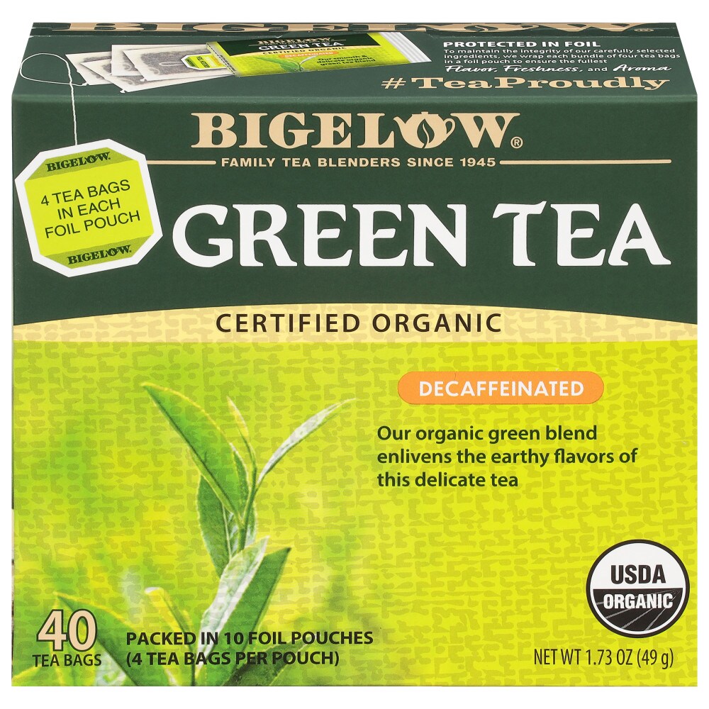Bigelow Organic Green Tea Decaf 40 Bags, 1.73 Oz
