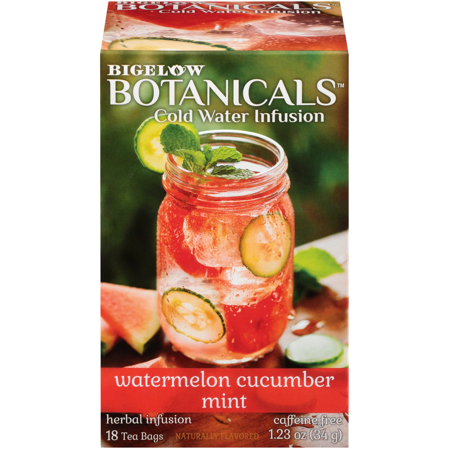 Bigelow Botanicals Cold Water Infusion Watermelon Cucumber Mint Herbal Tea Bags 18 Ct Box
