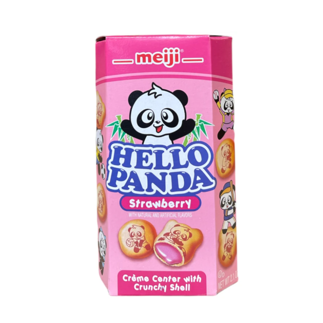 Meiji Hello Panda Cookies Filled With Strawberry Cream 60g