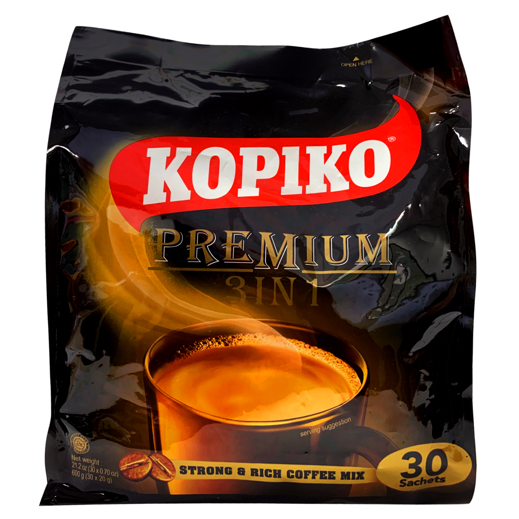 Kopiko Instant Premium 3 In 1 Coffee With Non Dairy Creamer And Sugar - 30ct