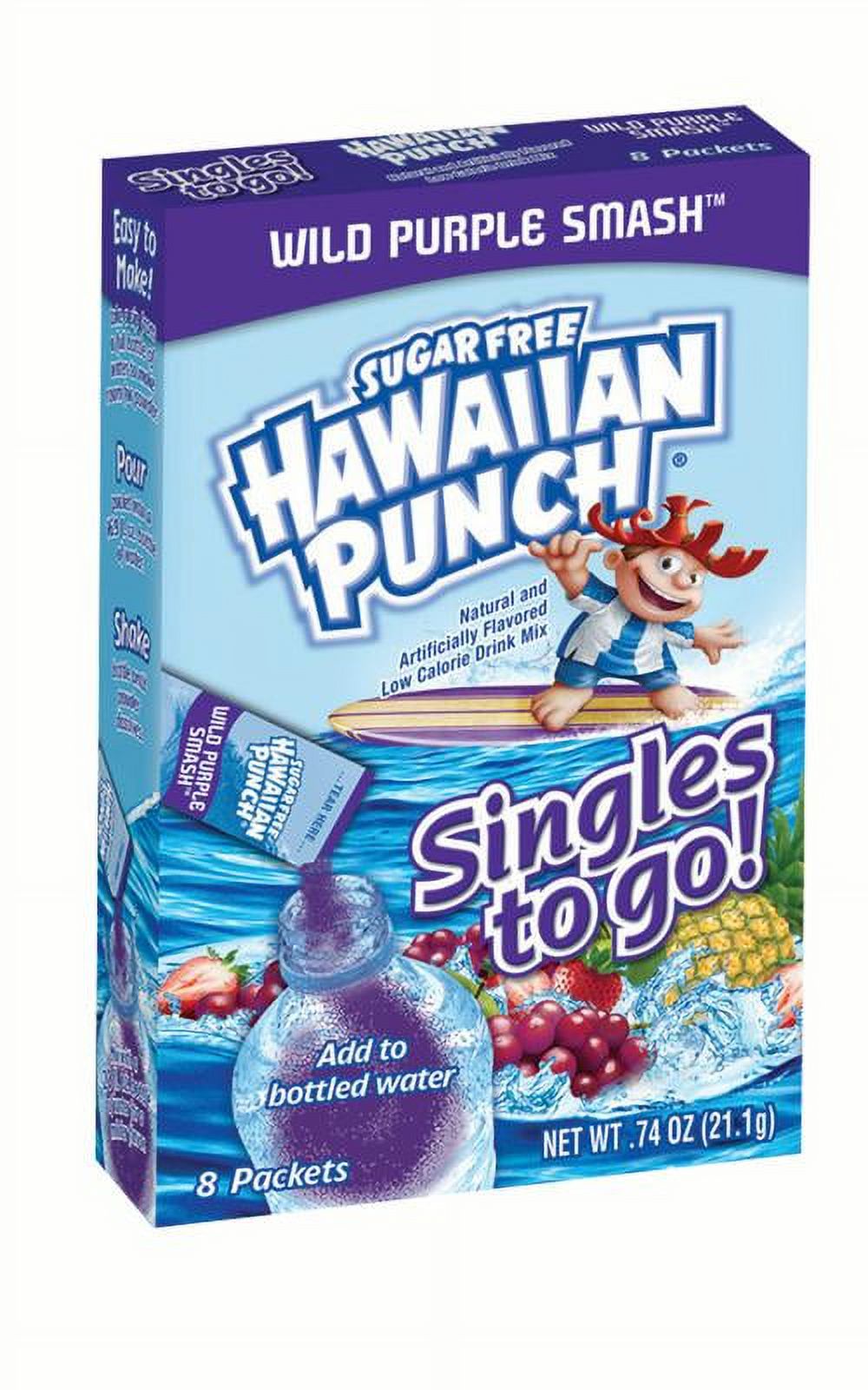 Hawaiian Punch Singles To Go! Sugar Free Drink Mix Packets Wild Purple Smash