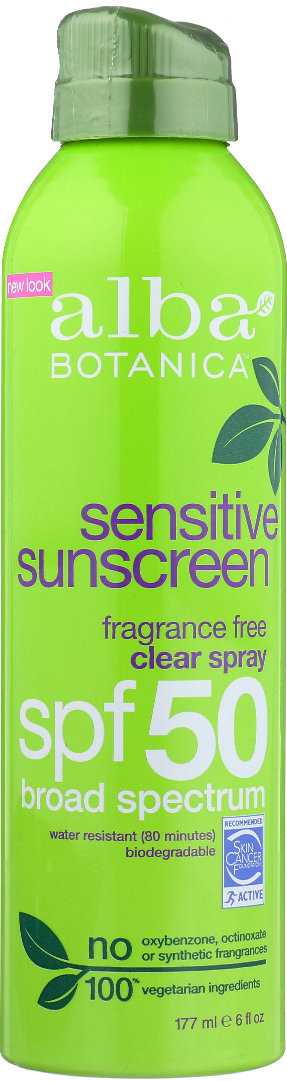 Alba Botanica Sunscreen - Very Emollient - Clear Spray SPF 50 - Fragrance Free - 6 Oz