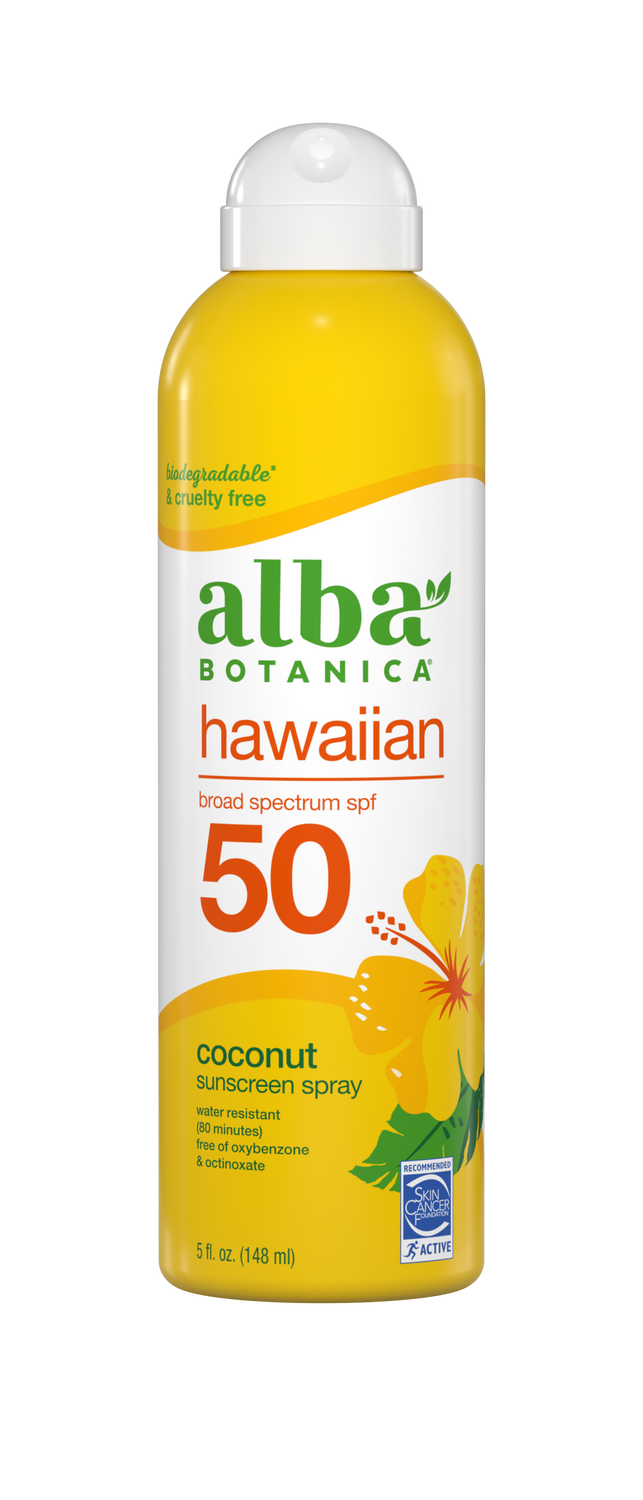Alba Botanica Sunscreen - Hawaiian - Clear Spray SPF 50 - Nourishing Coconut - 6 Oz