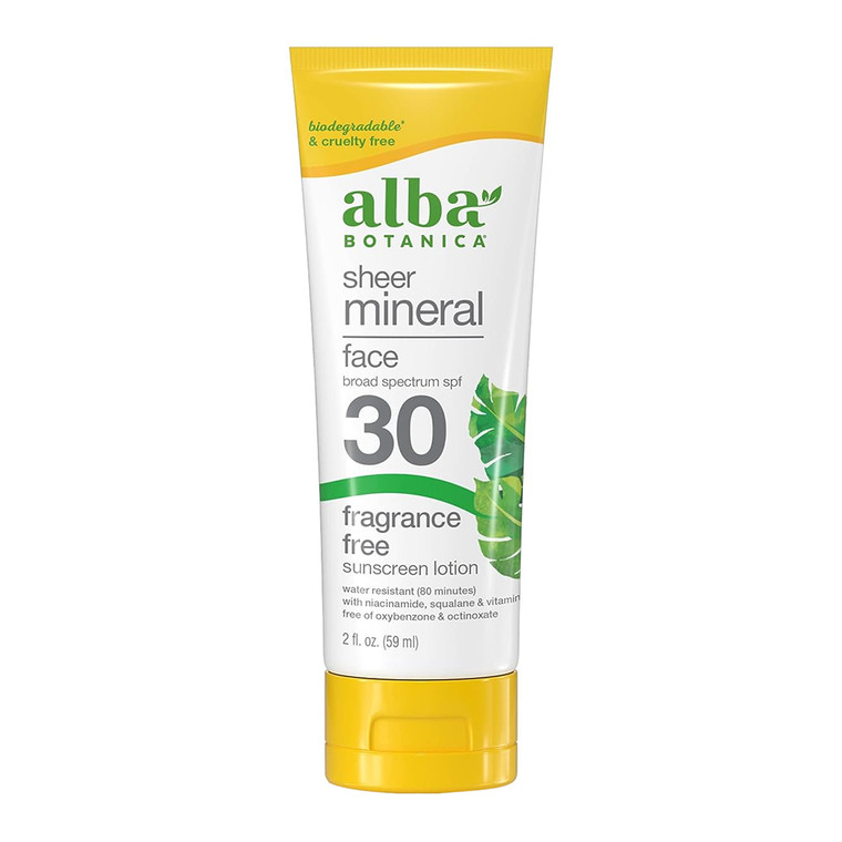 Alba botanica Sheer Mineral Sunscreen Lotion Broad Spectrum SPF 30, 2 Oz