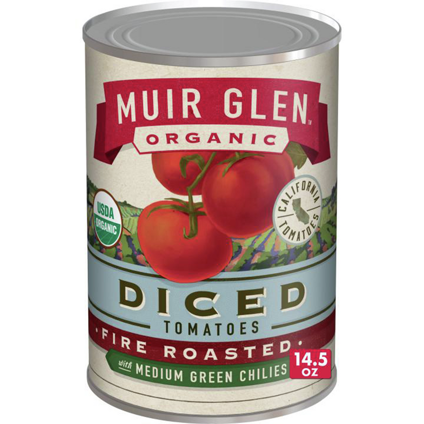 Muir Glen Organic Diced Tomatoes, Fire Roasted With Medium Green Chilies