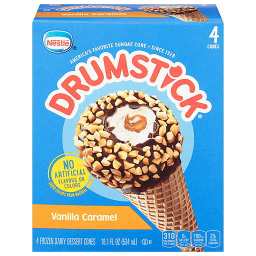 Drumstick Vanilla Caramel Frozen Dairy Dessert Cones