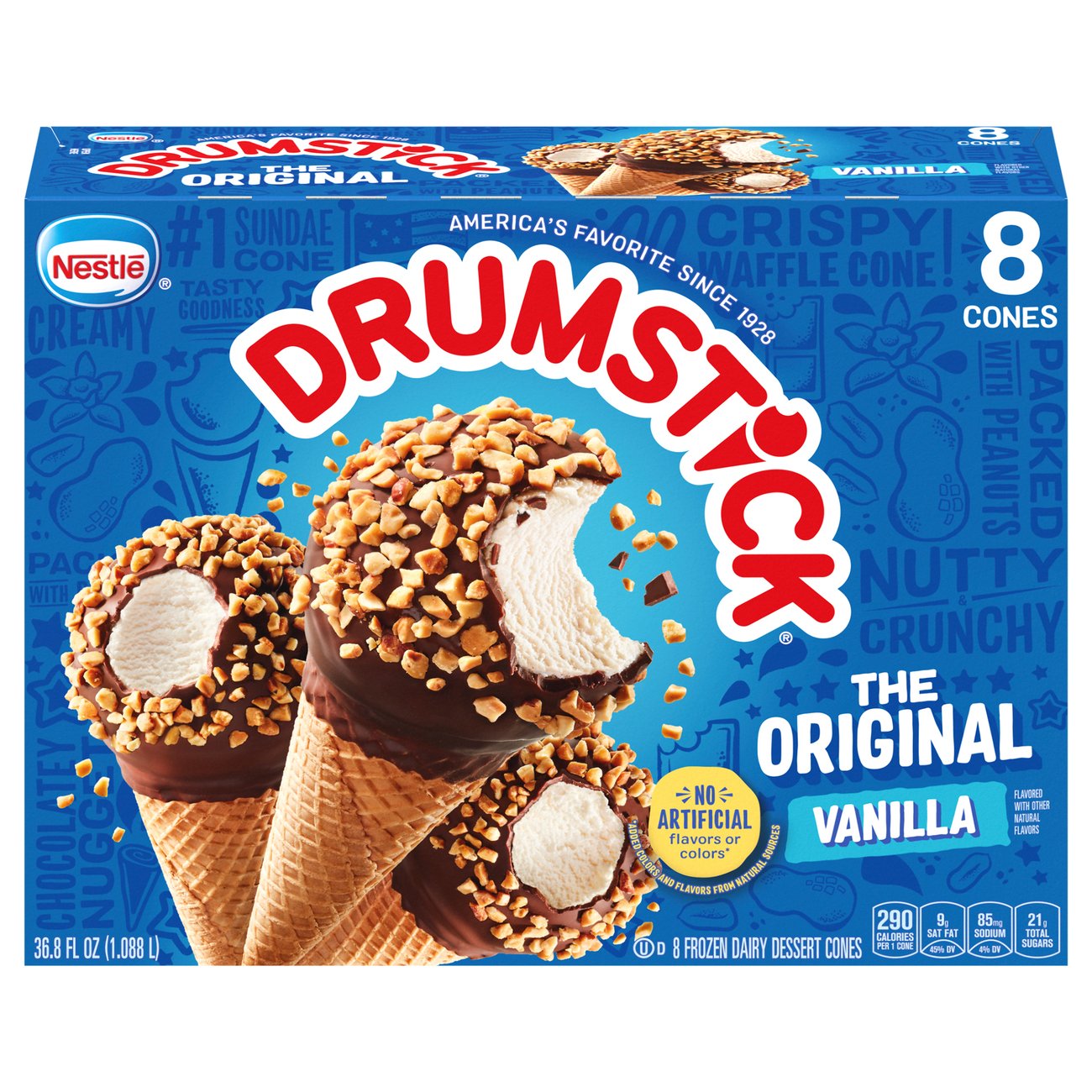 Drumstick The Original, Vanilla, 8 Pack Frozen Dessert Cones