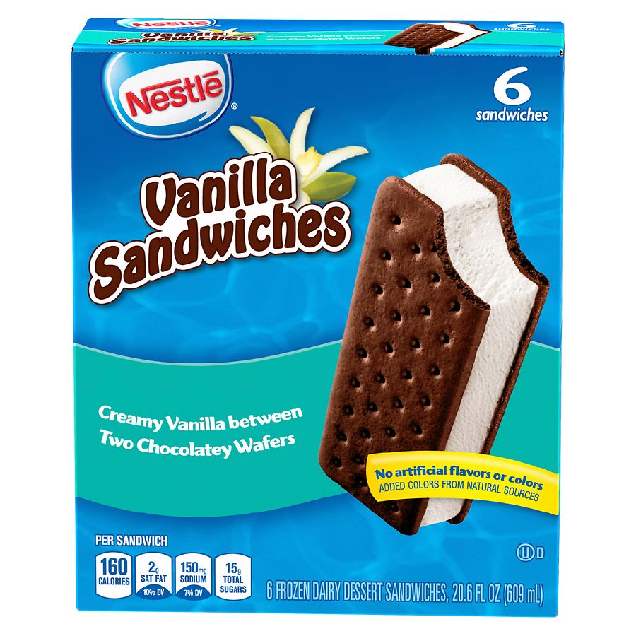 Nestle Vanilla Frozen Dairy Dessert Sandwiches EACH