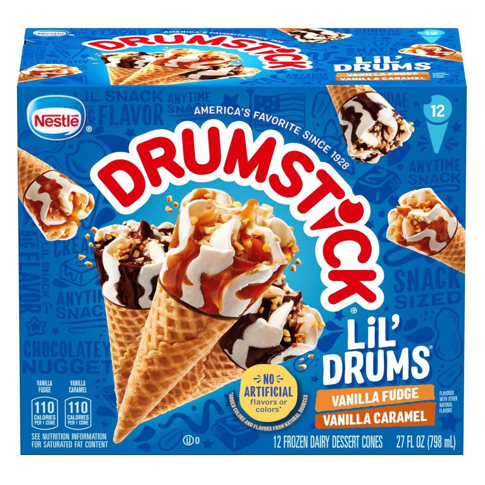 Nestle Drumstick Lil' Drums Vanilla Caramel Fudge Frozen Dairy Dessert Cones