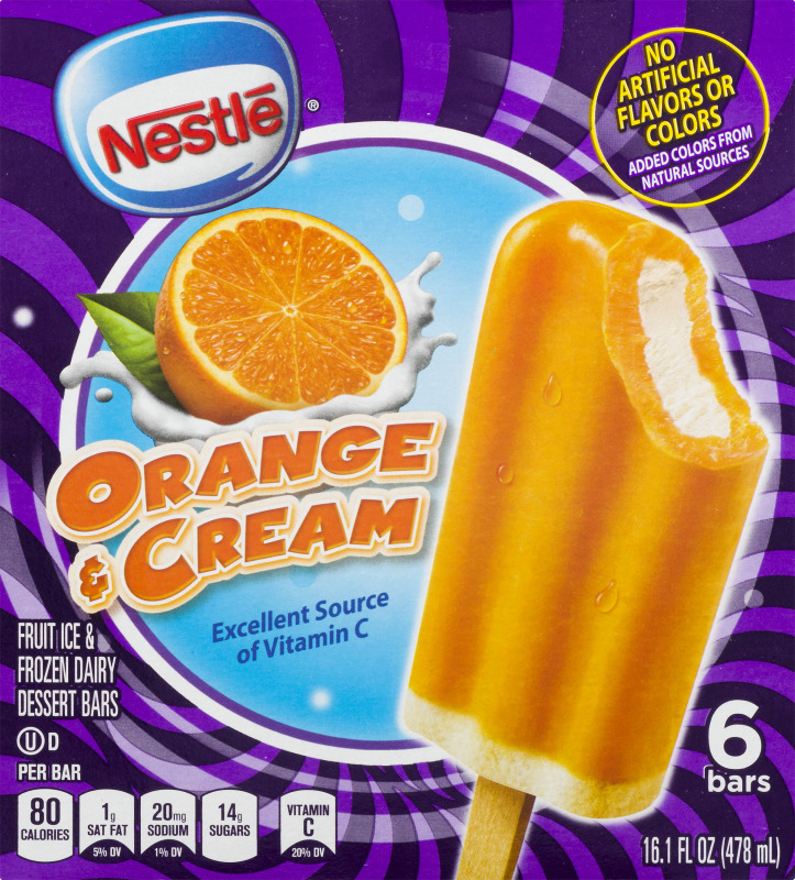 Nestle Dessert Bars, Fruit Ice & Frozen Dairy, Orange & Cream