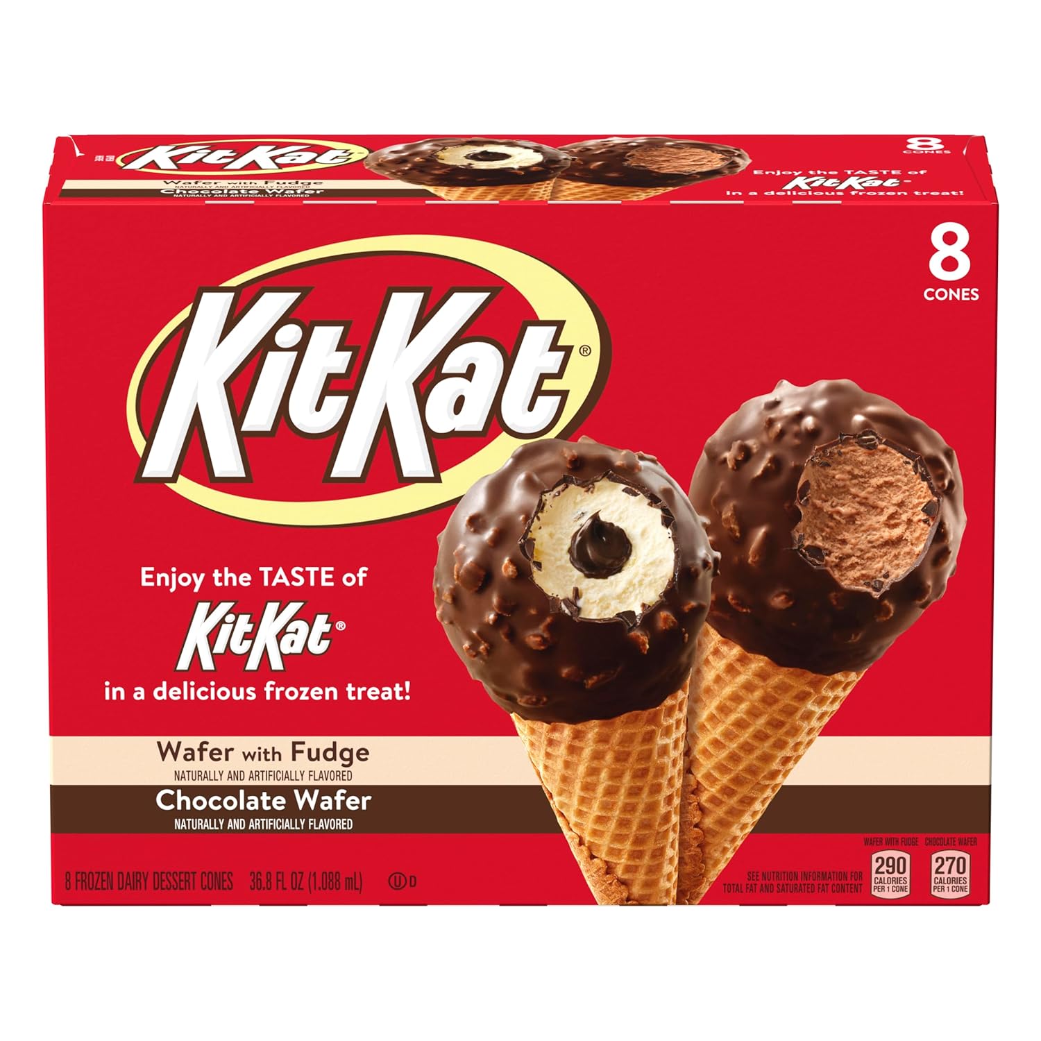 Kit Kat Wafer With Fudge & Chocolate Wafer, Frozen Dairy Dessert Cones