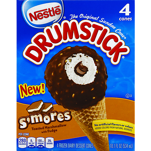 Drumstick NESTLE S'mores Frozen Dairy Dessert Cones 4 Ct Box