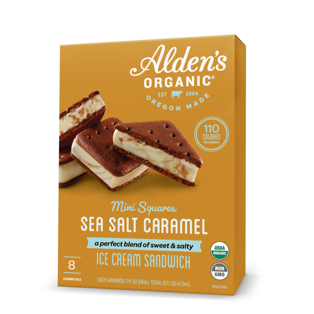 Alden's Organic Ice Cream Sandwich, Sea Salt Caramel, Mini Squares