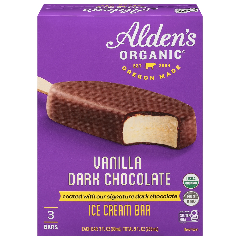 Julie's Alden's Organic Vanilla Dark Chocolate Ice Cream Bar 3c