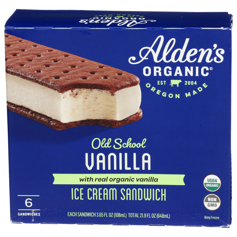Alden's Organic Ice Cream Sandwich, Old School Vanilla