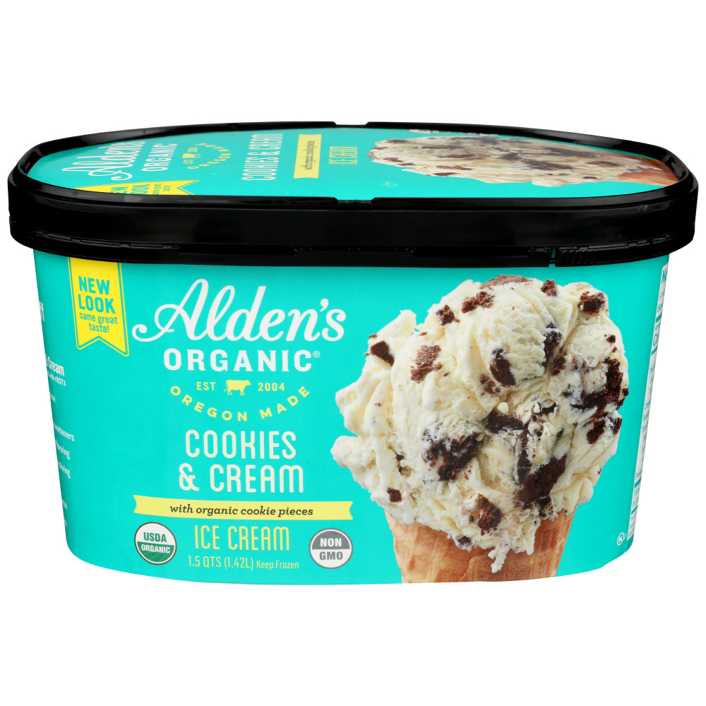 Alden's Organic Ice Cream, Cookies & Cream 1.5 Qt