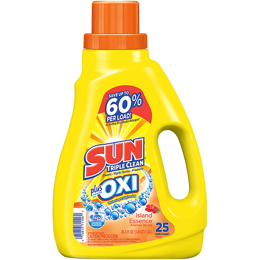 SUN Oxi Island Essence Laundry Detergent 25 Loads 45.4 Fl Oz Plastic Jug