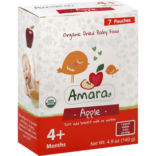 Amara Baby Food, Dried, Organic, Apple, 4+ Months