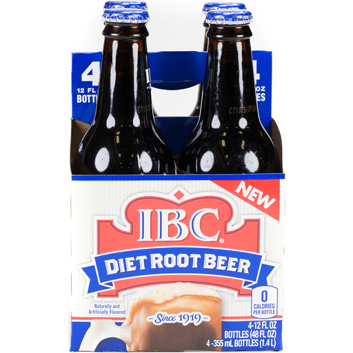IBC Diet Root Beer Soda, 12 Fl Oz Glass Bottles