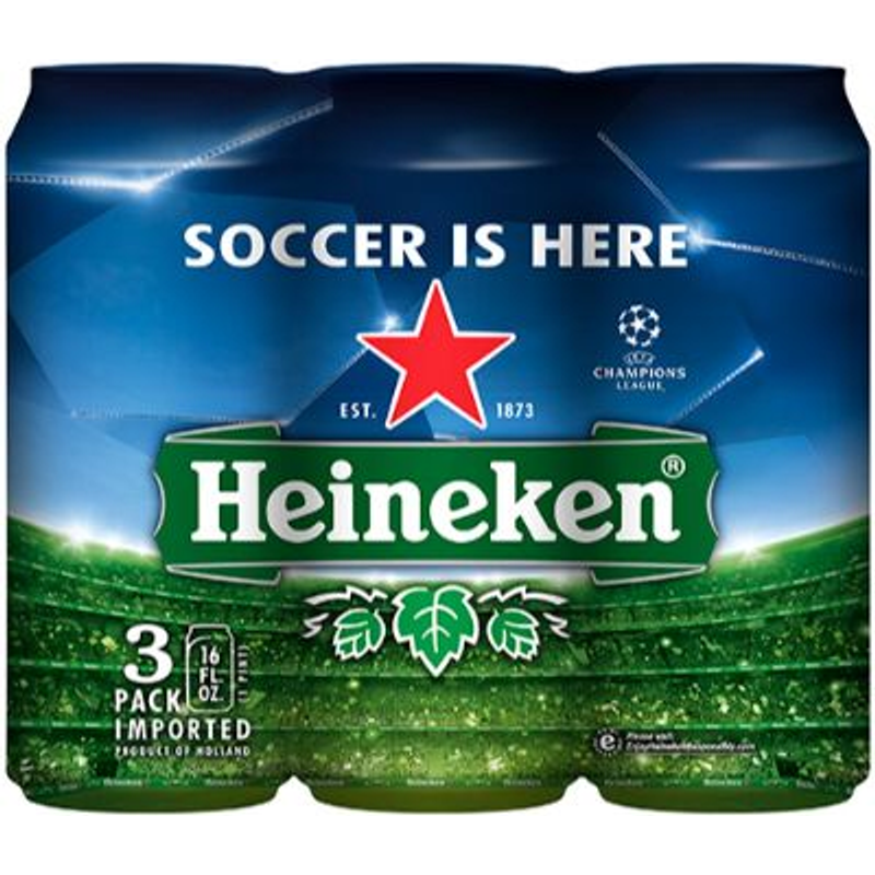 Heineken 3 Pack Lager Original Beer 3 - 24 Fl Oz Cans
