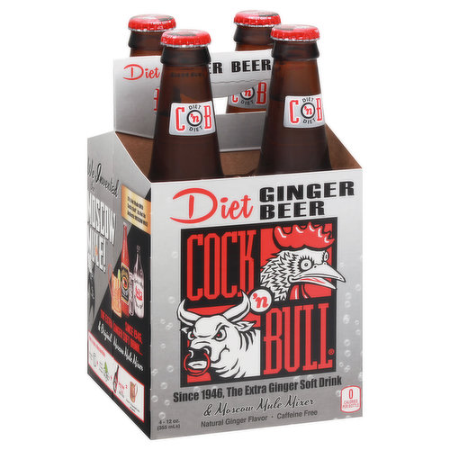Cock N' Bull N Diet Ginger Beer 4Pk Bottles