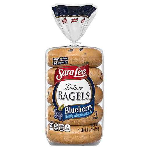 Sara Lee Bagels, Blueberry, Deluxe, Pre-Sliced
