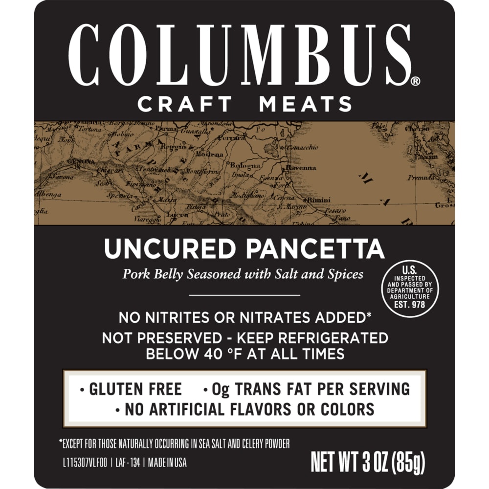 Columbus Uncured Pancetta 3 Oz