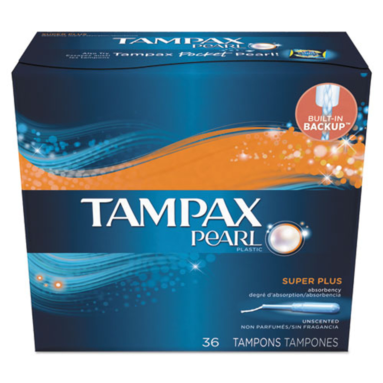 Tampax Pearl Regular Absorbency Plastic Tampons, Unscented, 36